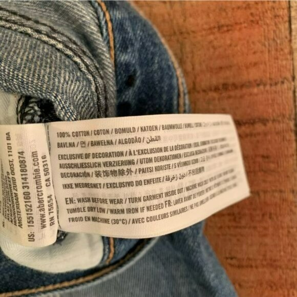 Abercrombie & Fitch Denim distressed boyfriend straight button fly jeans 00R - Picture 6 of 10